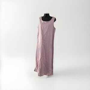 Jane Ashley Linen Blend Dress Womens Medium Purple Summer Embroidered Maxi Boho